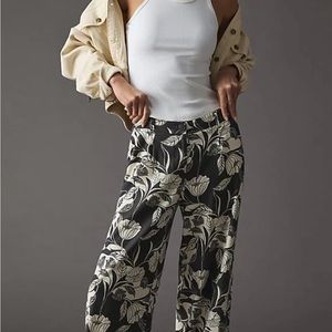 Anthropologie by Maeve NEW Soft Wide-Leg Linen Floral Pants Size 6
